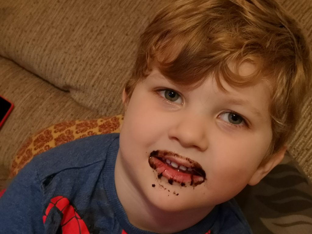 chocolate all over his chops