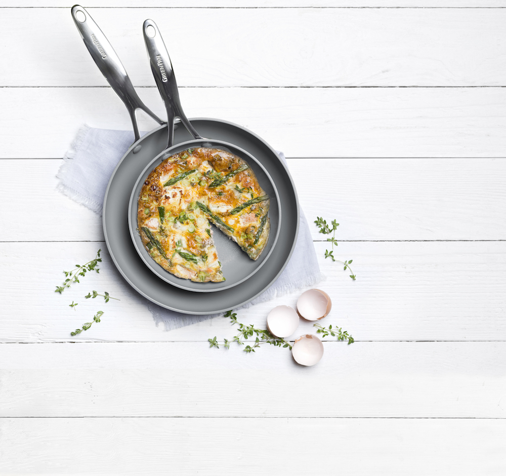 frying pan with some sort of fancy omelette in it