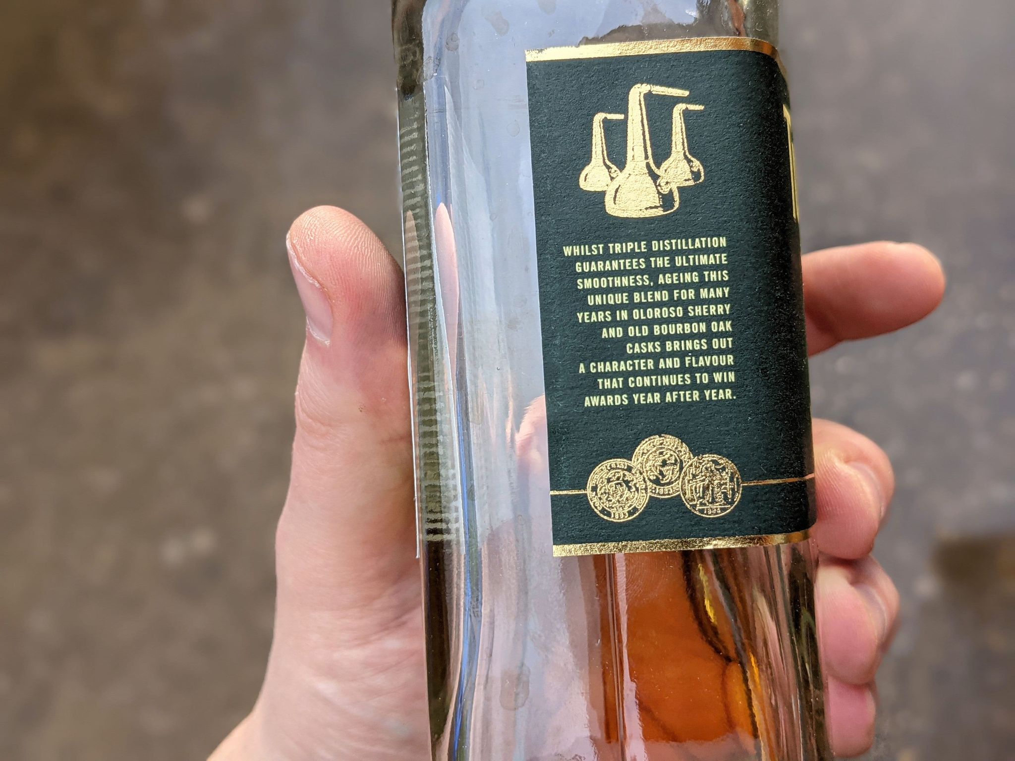 blurb on side of tullamore dew bottle