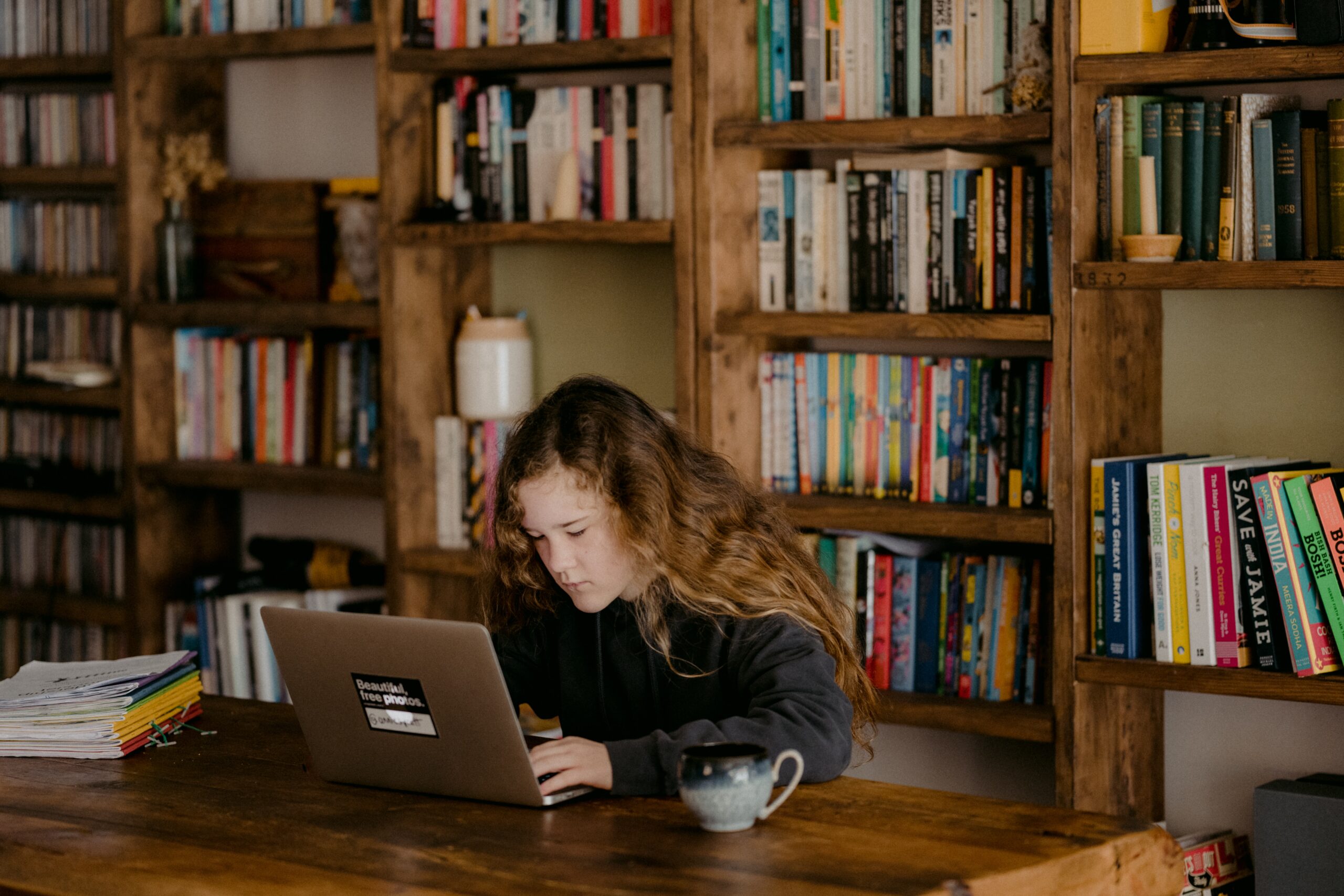 girl studying at home