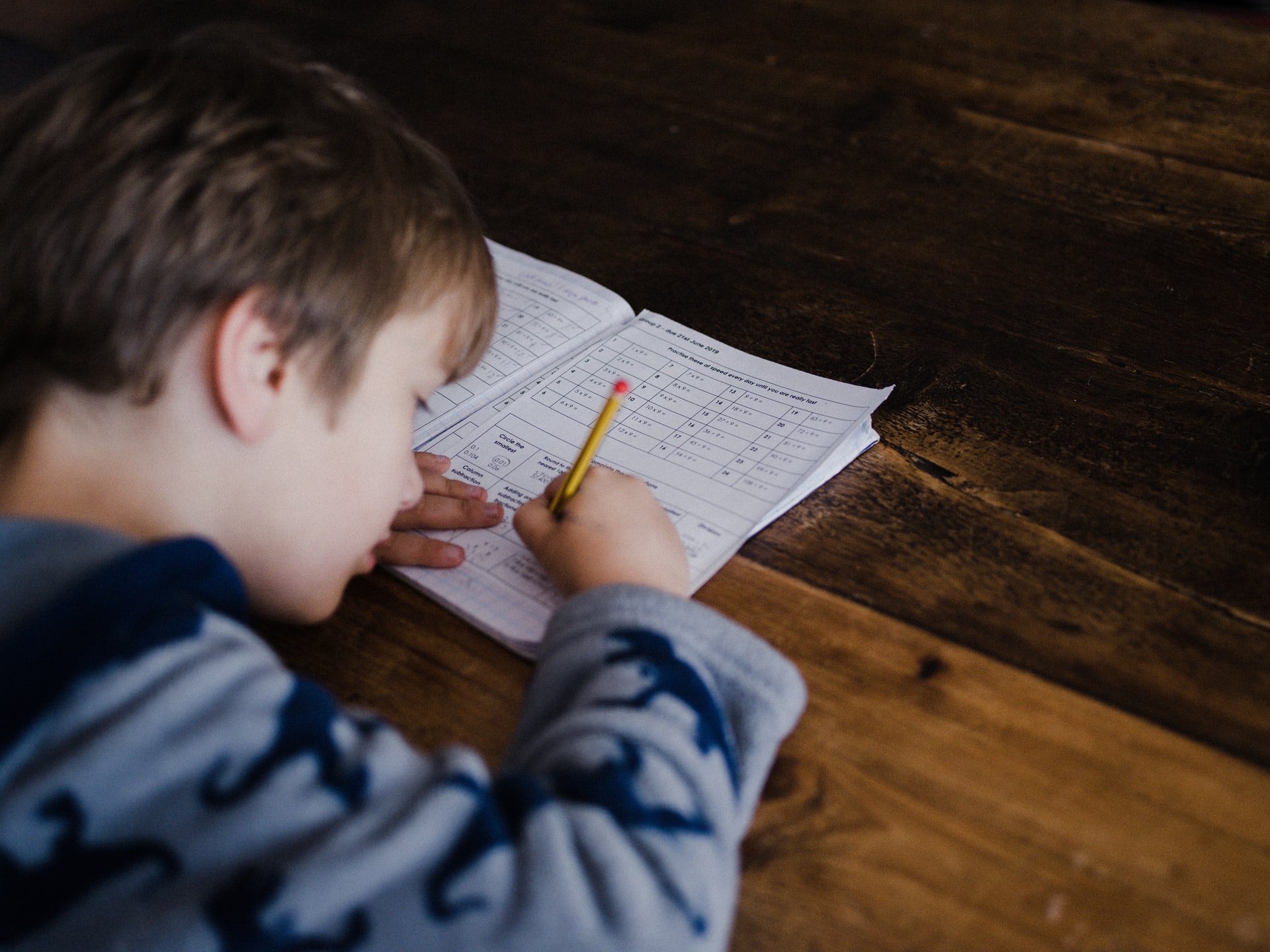 kid doing homework