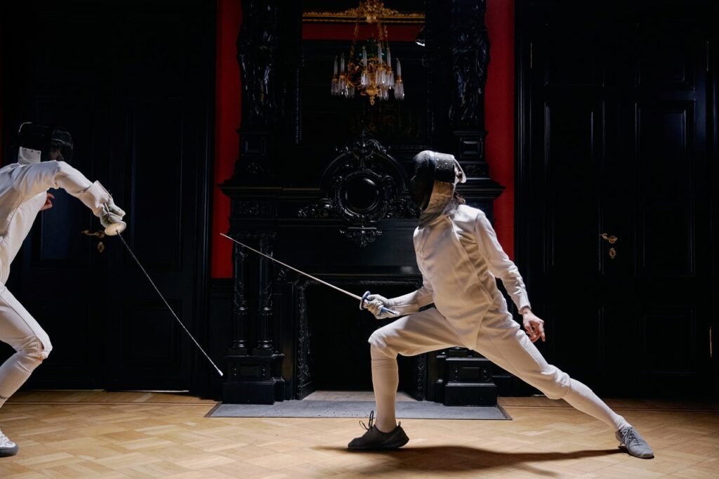 two folk fencing