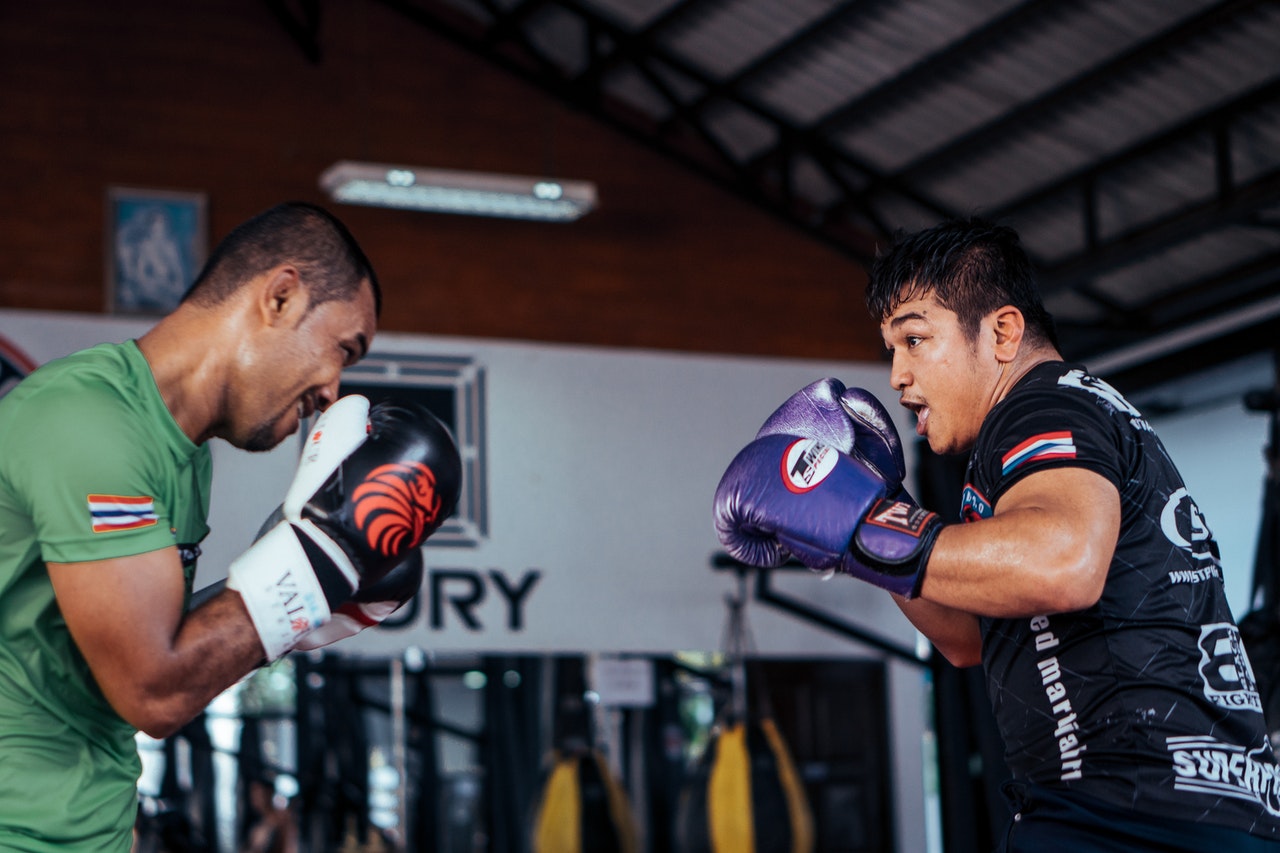 two guys sparring