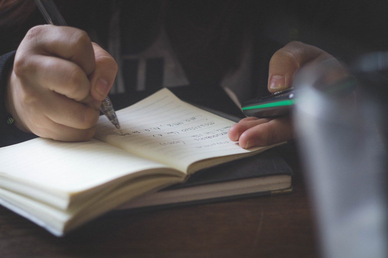 close up of someone writing