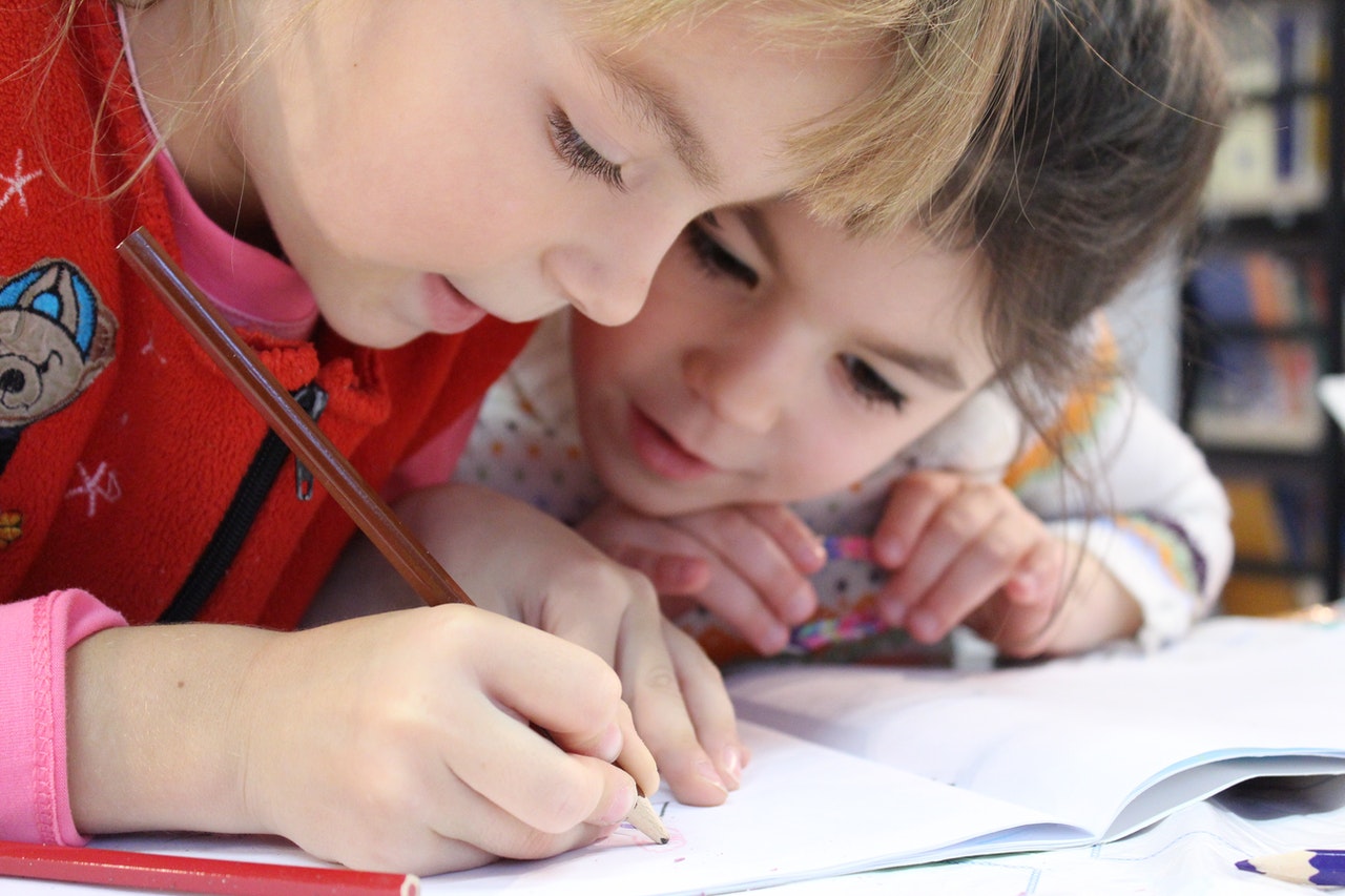 close up of kids working