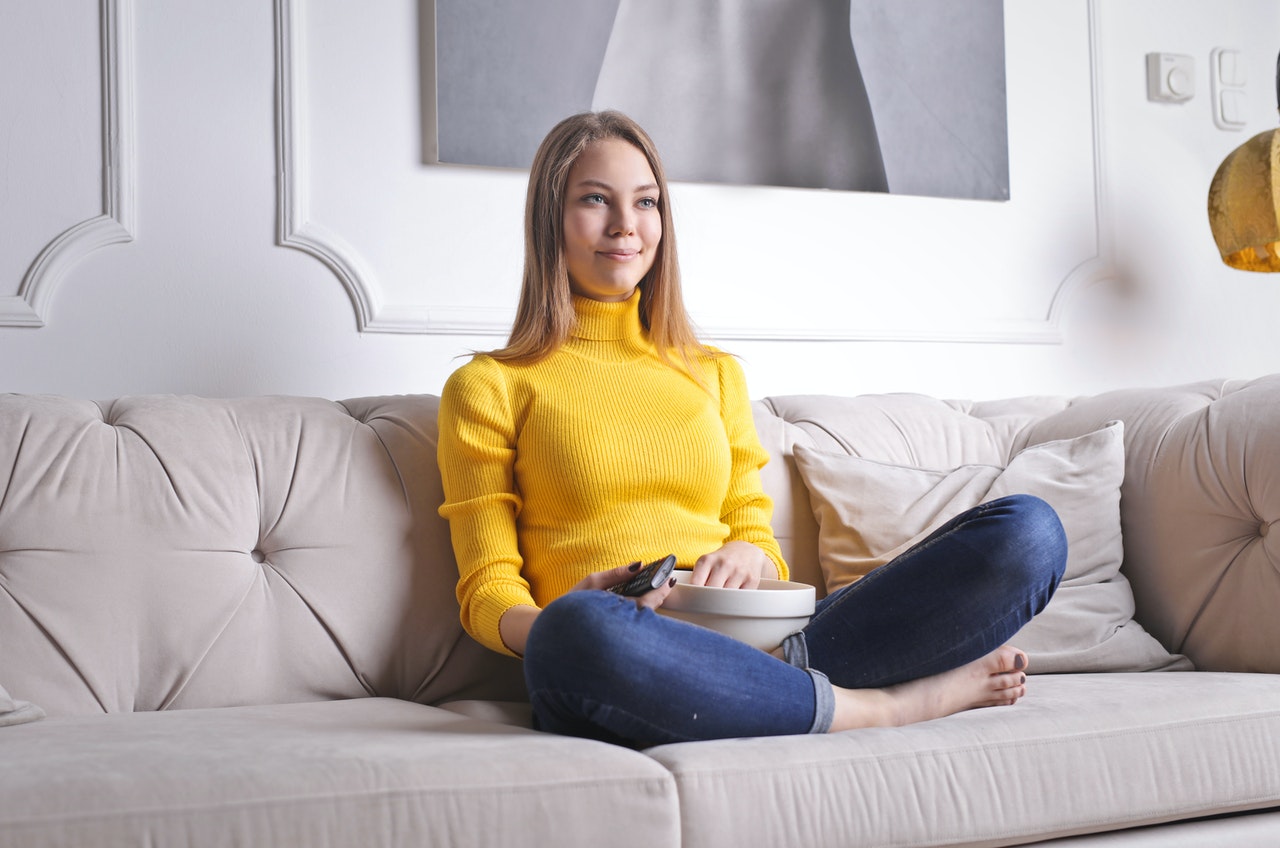 woman looking comfy at home