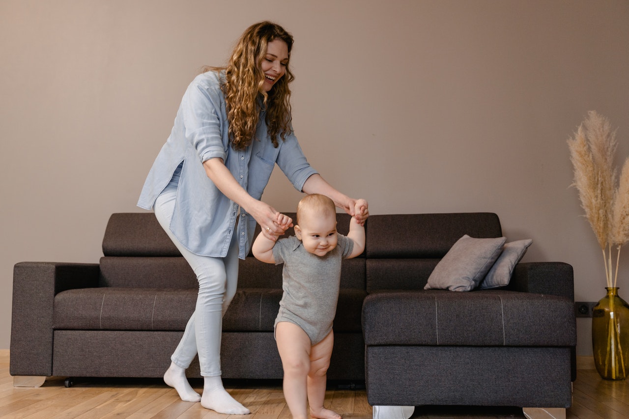 walking around with your child like this mum can be a good way to accrue ideas for child-proofing your home