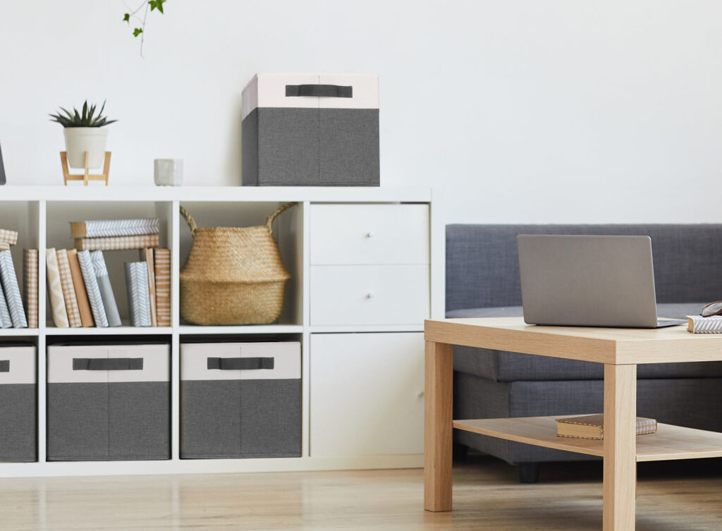 storage cubes in room