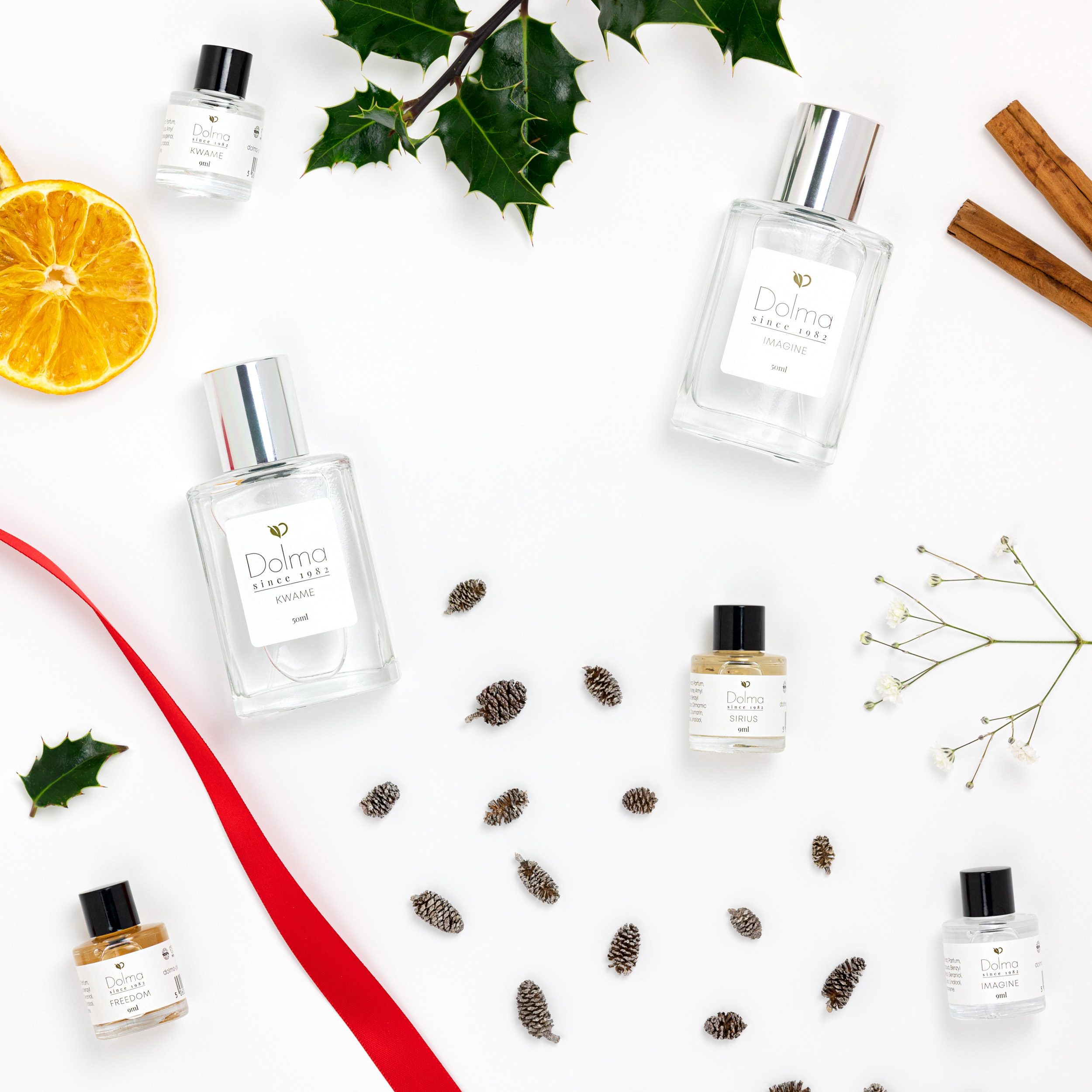 bottles with assorted botanicals around them