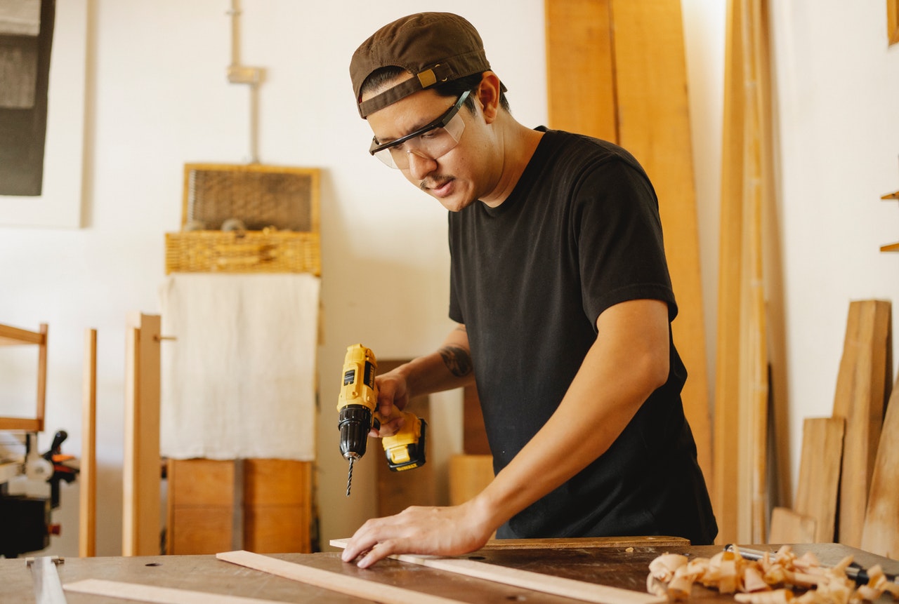 man woodworking
