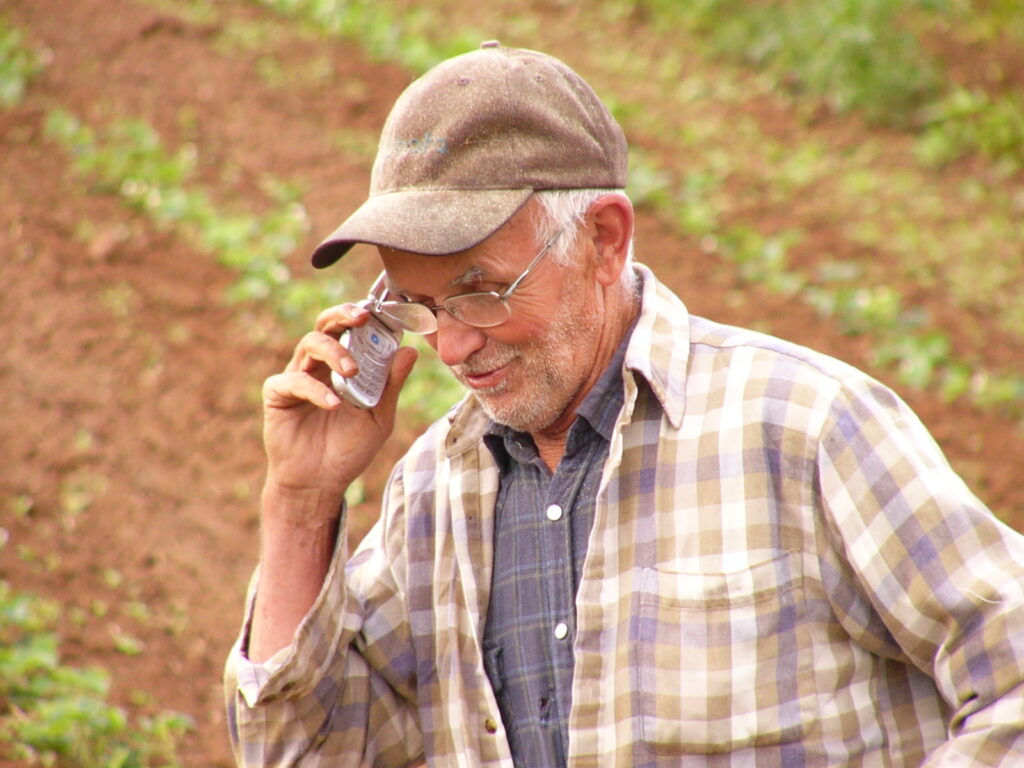 farmer on phone