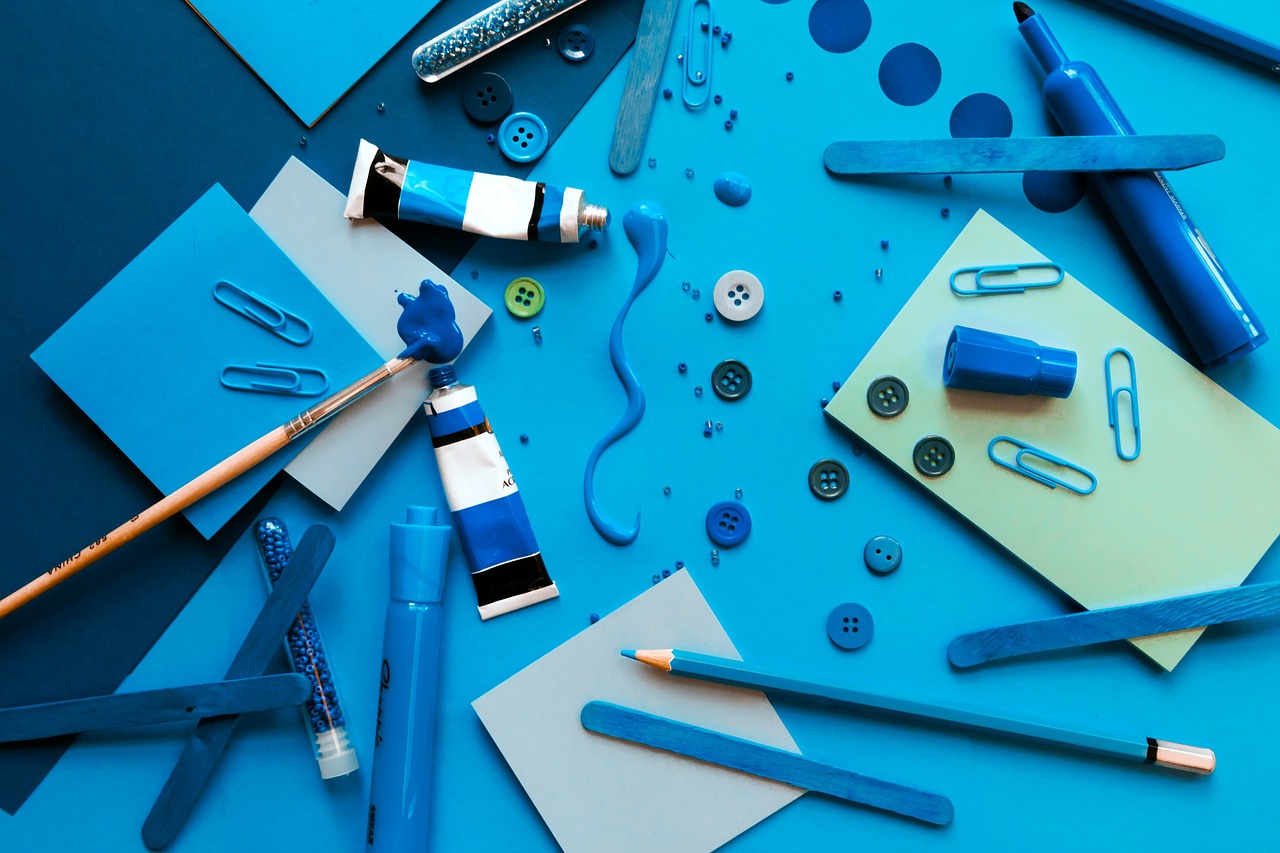 blue craft supplies