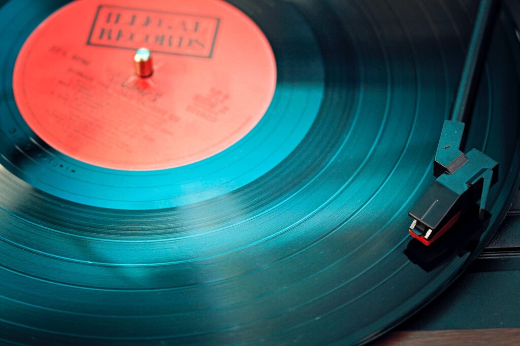 record on turntable
