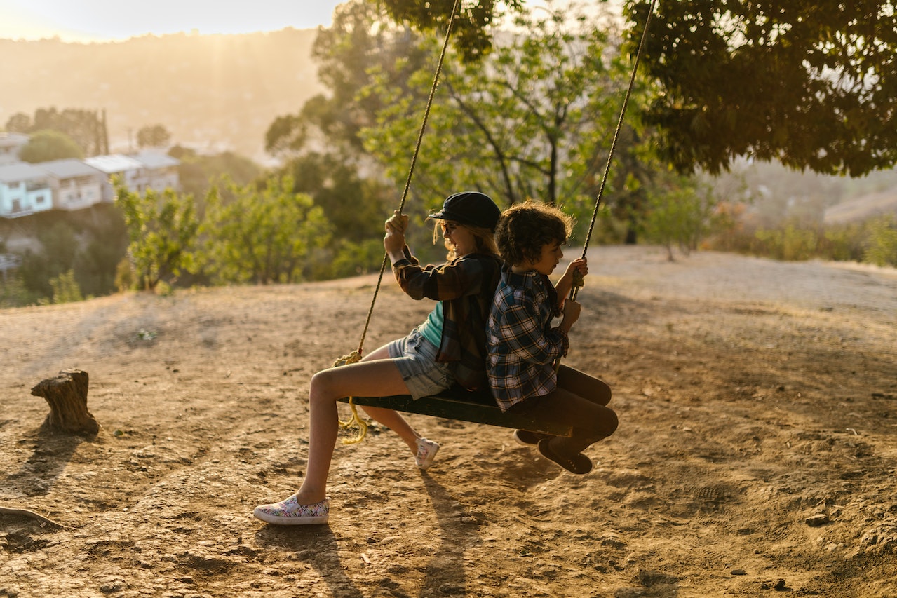 kids on swing