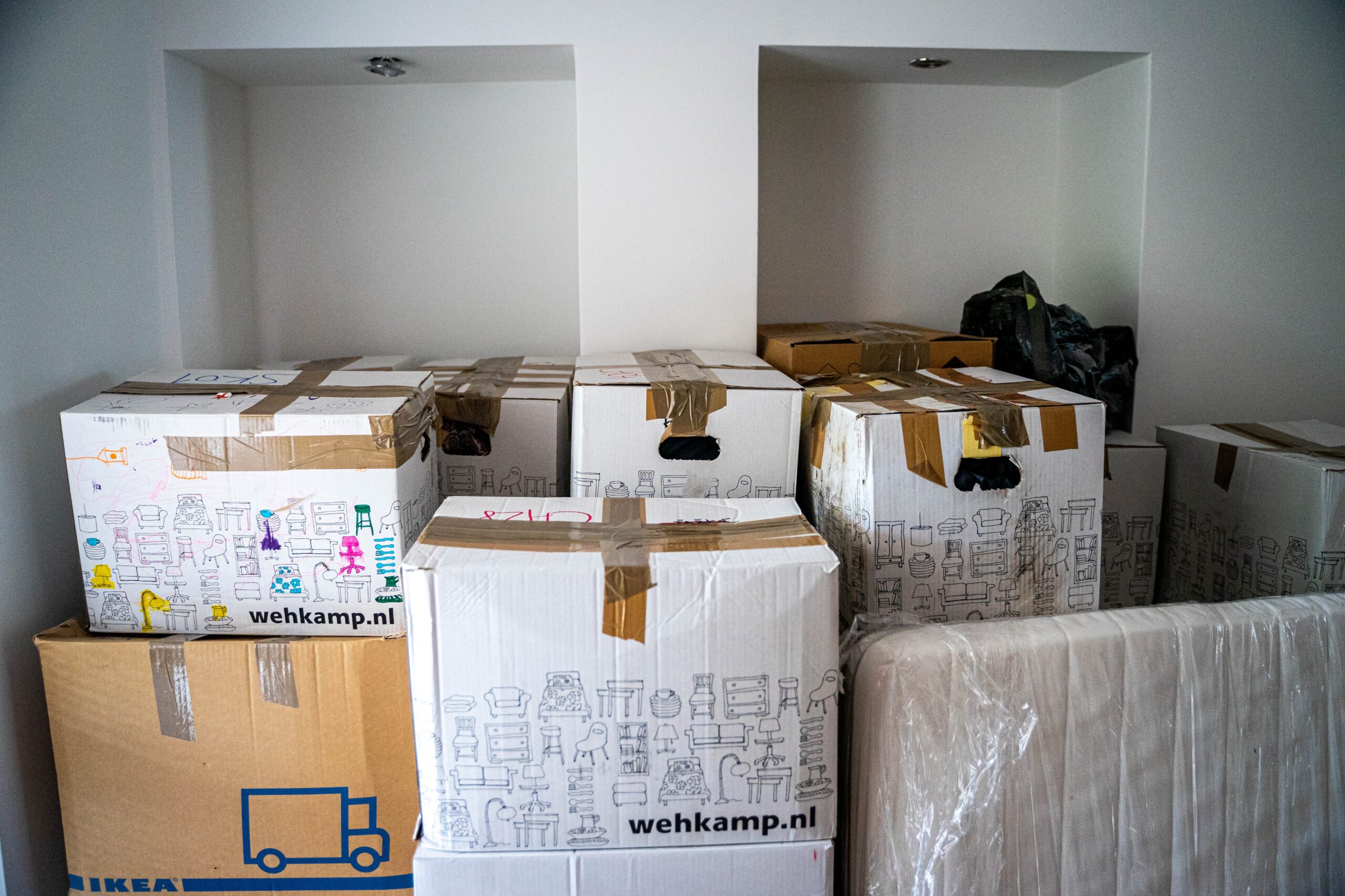 packed boxes for moving house