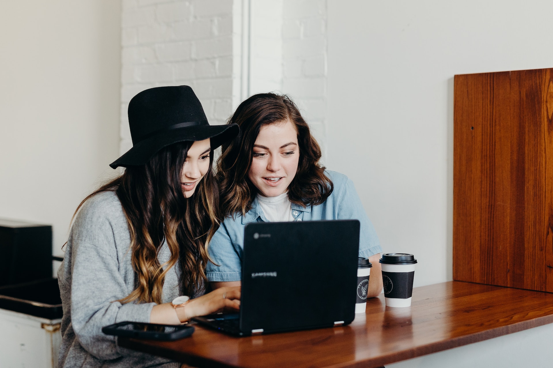 young girls at a laptop
