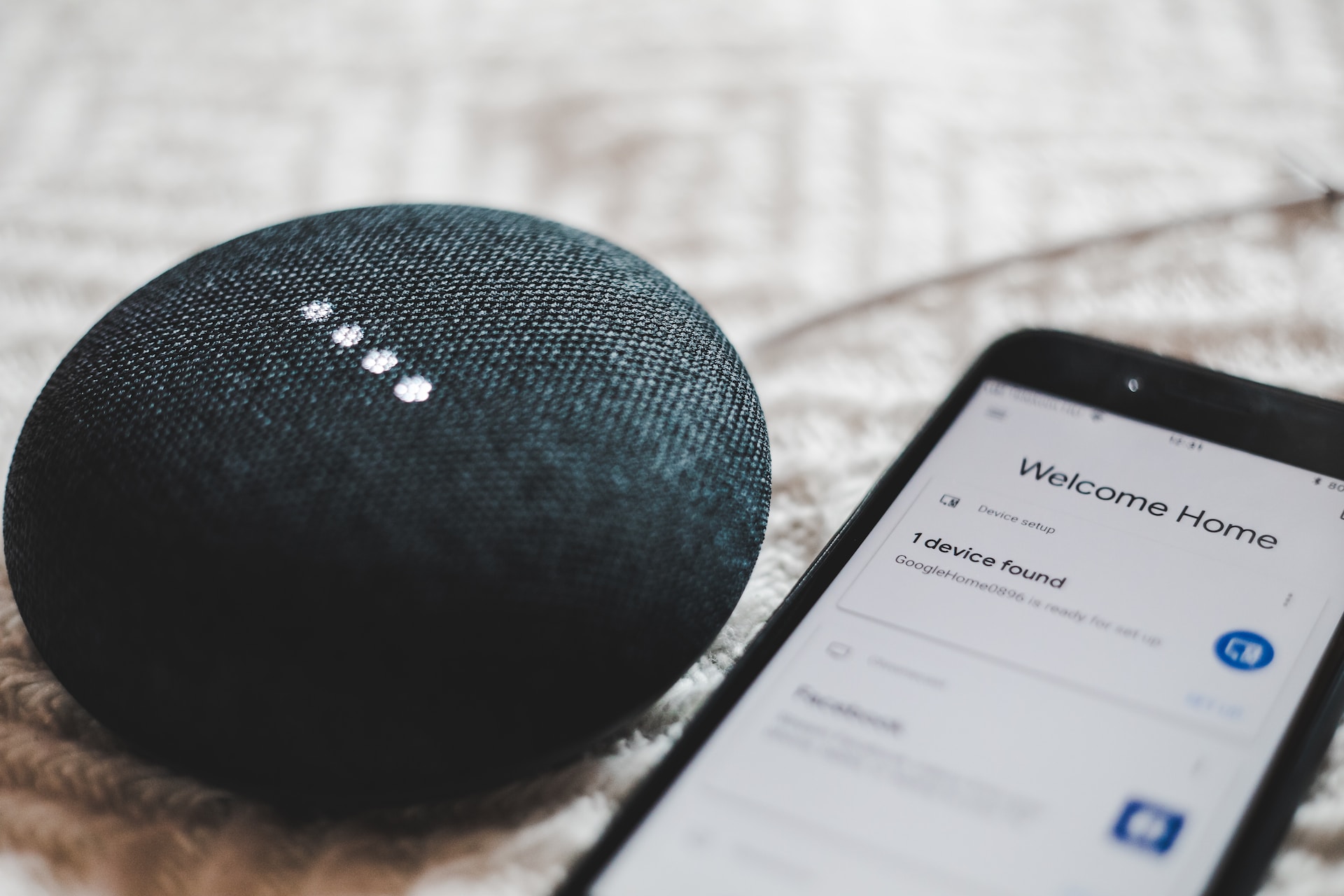 smart speaker and a phone