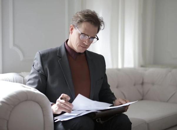 lawyer looking at paperwork