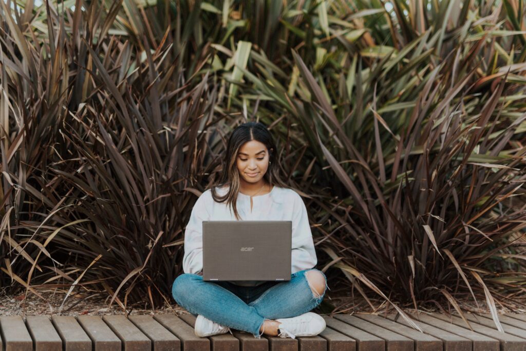 woman on computer