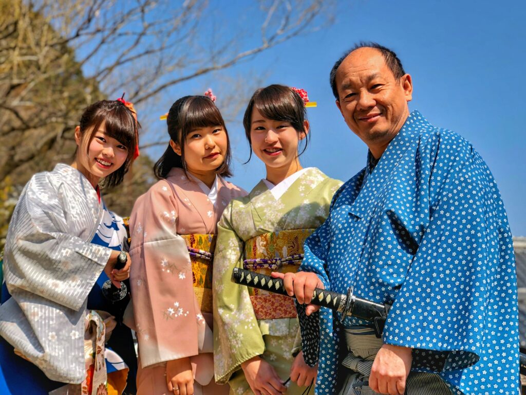 family in kimonos