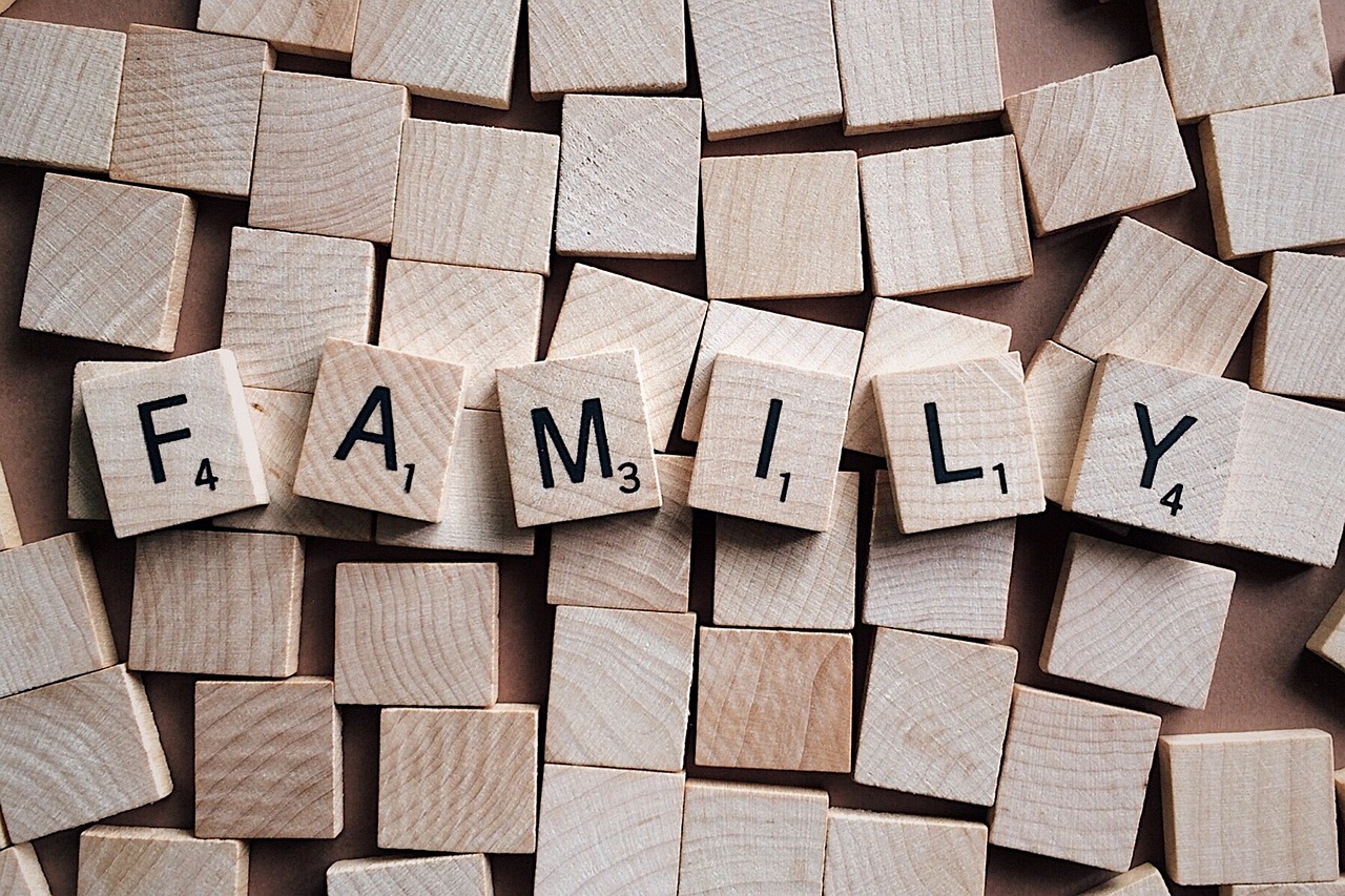 family in scrabble letters